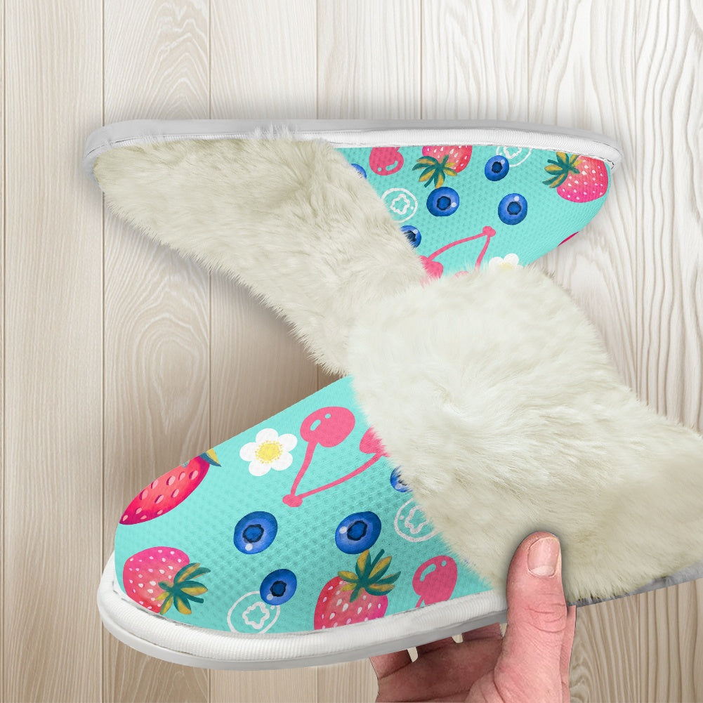 Cotton slippers with fur edges