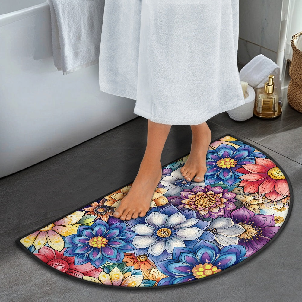 Semi-circular floor mat