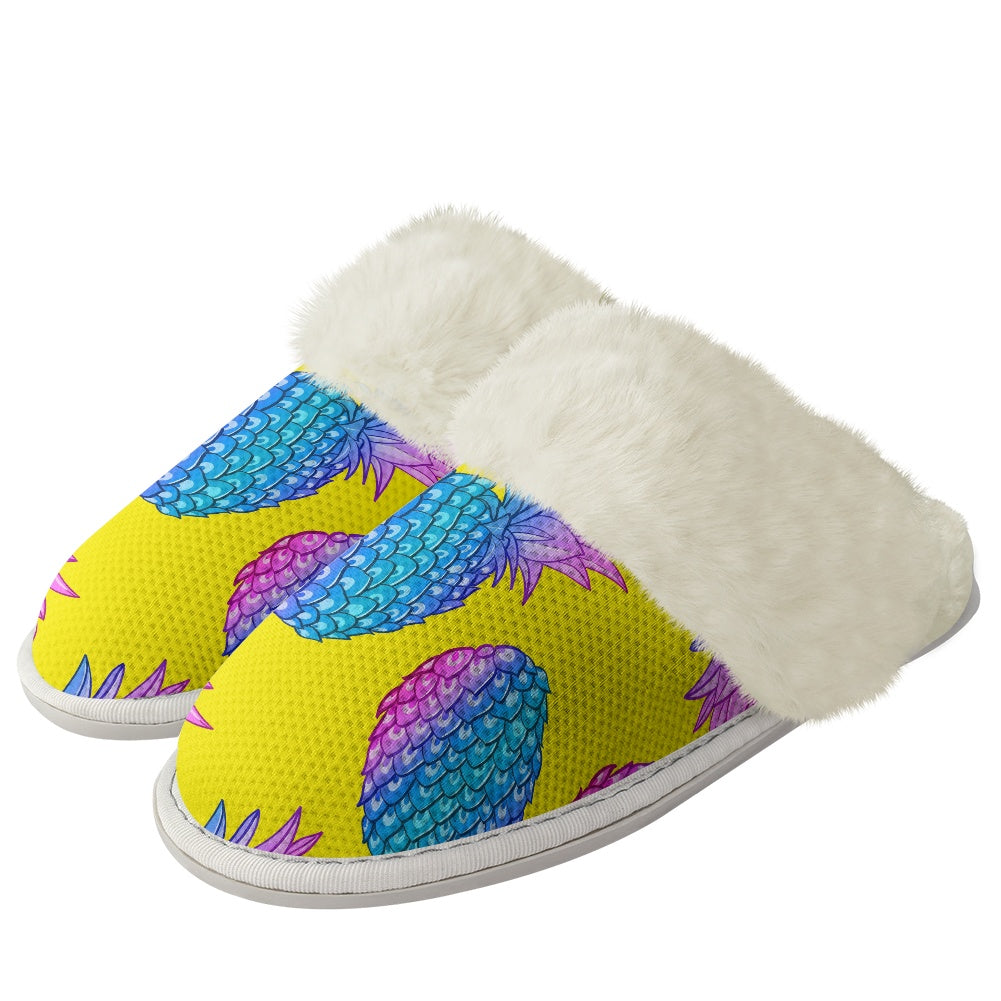 Cotton slippers with fur edges