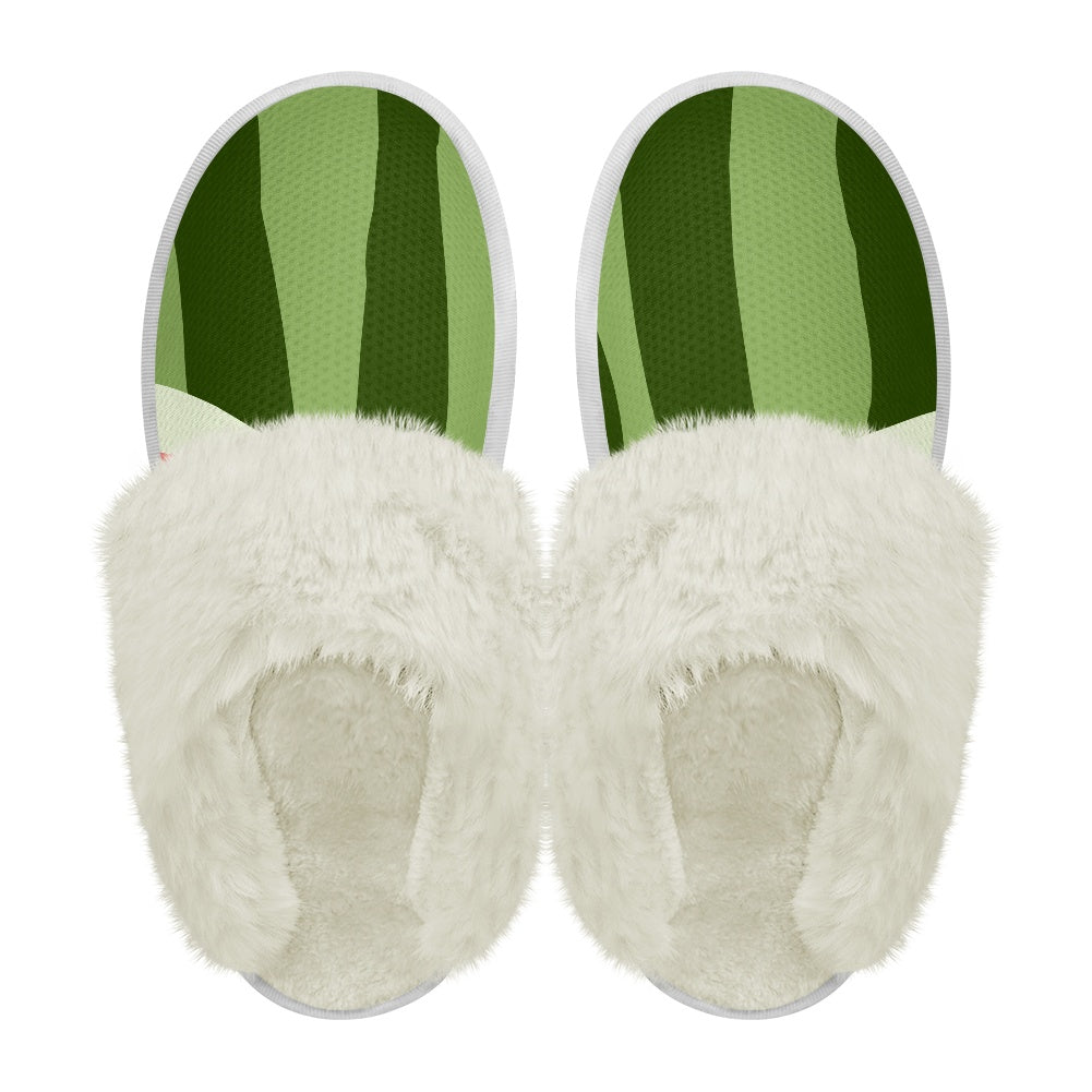 Cotton slippers with fur edges