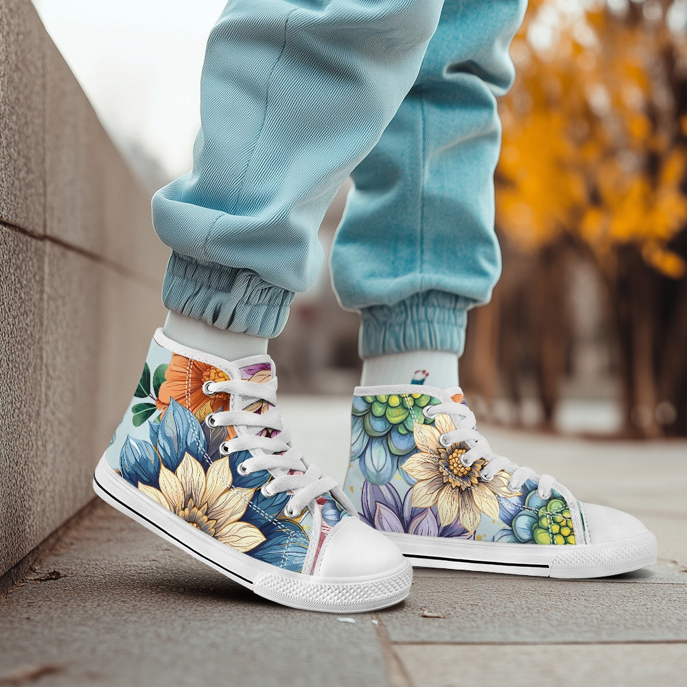 Children's high top canvas shoes