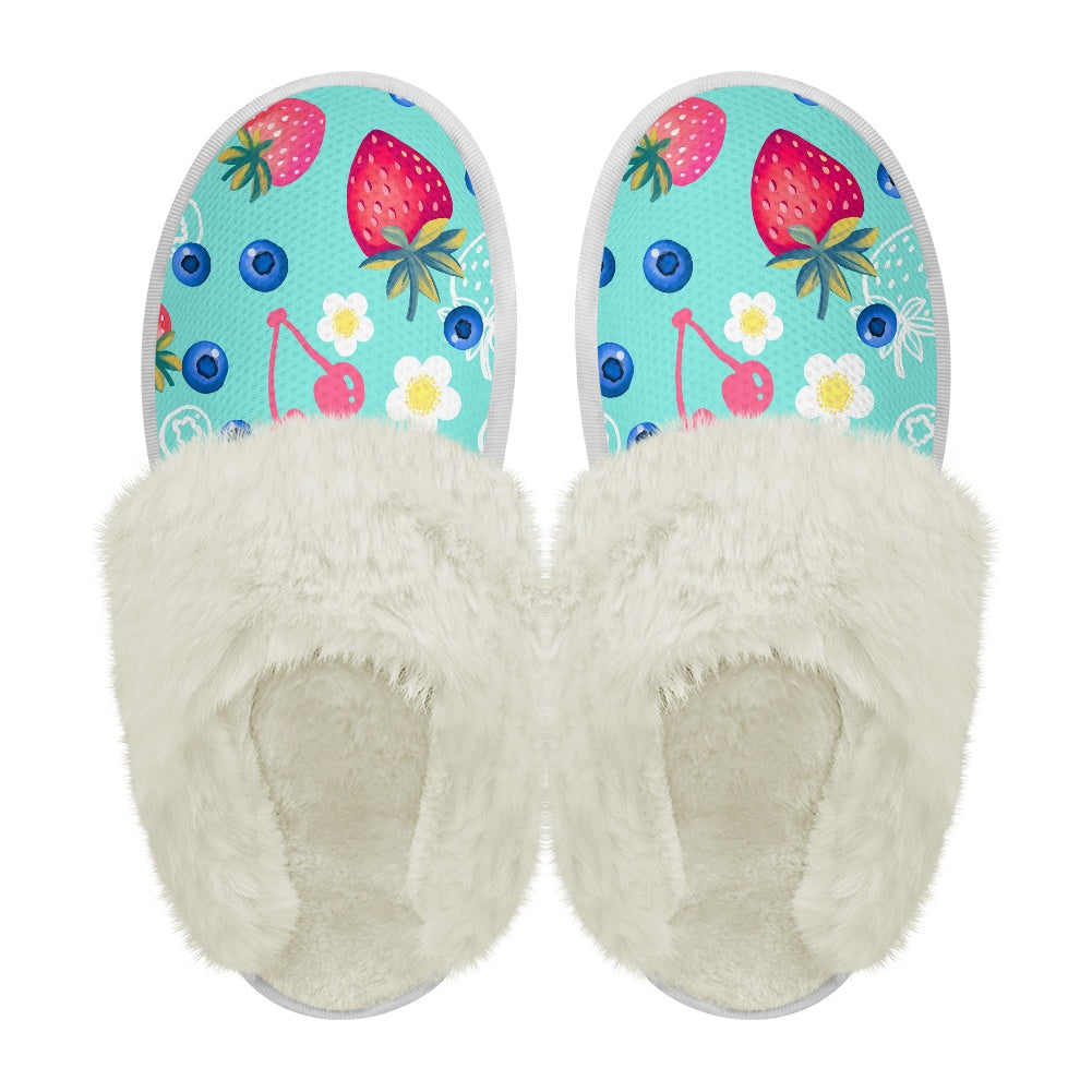 Cotton slippers with fur edges