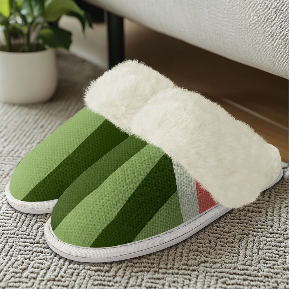 Cotton slippers with fur edges