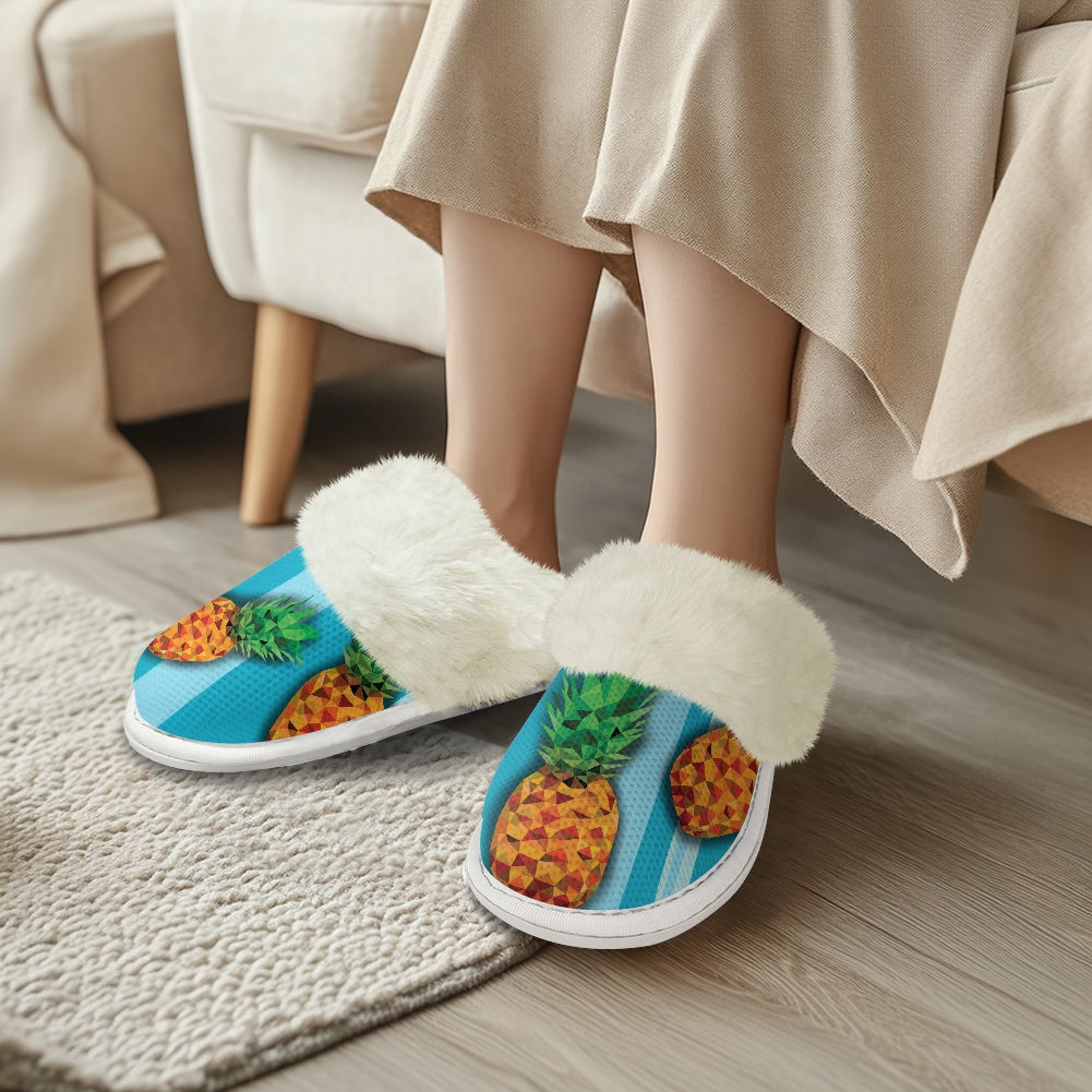 Cotton slippers with fur edges