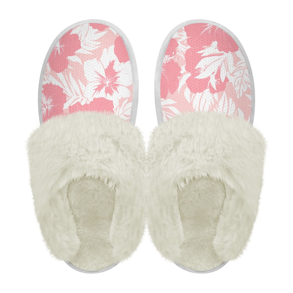 Cotton slippers with fur edges