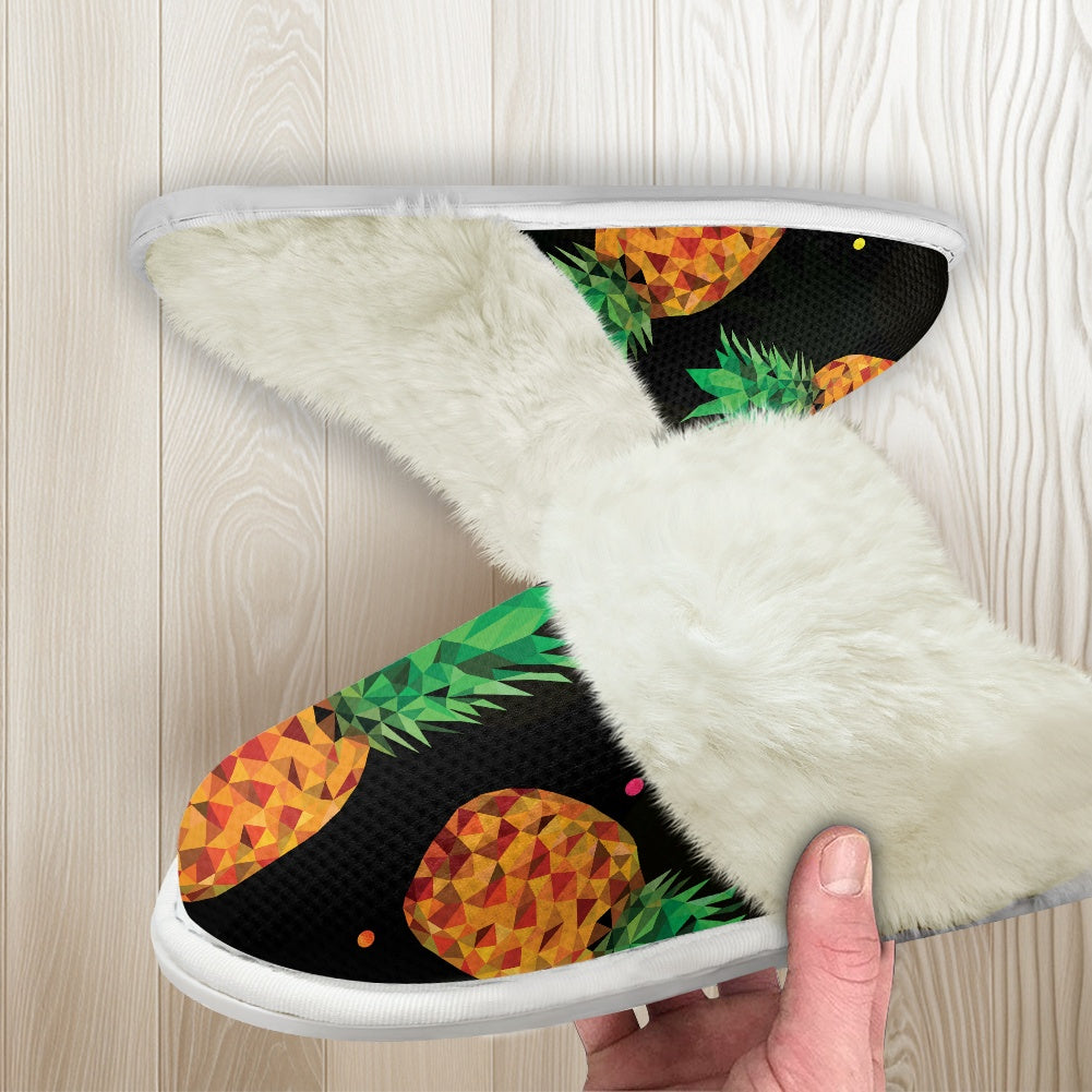 Cotton slippers with fur edges