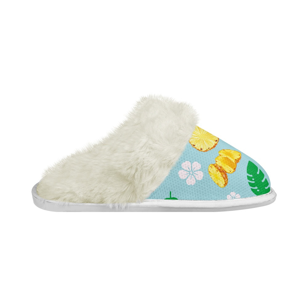 Cotton slippers with fur edges