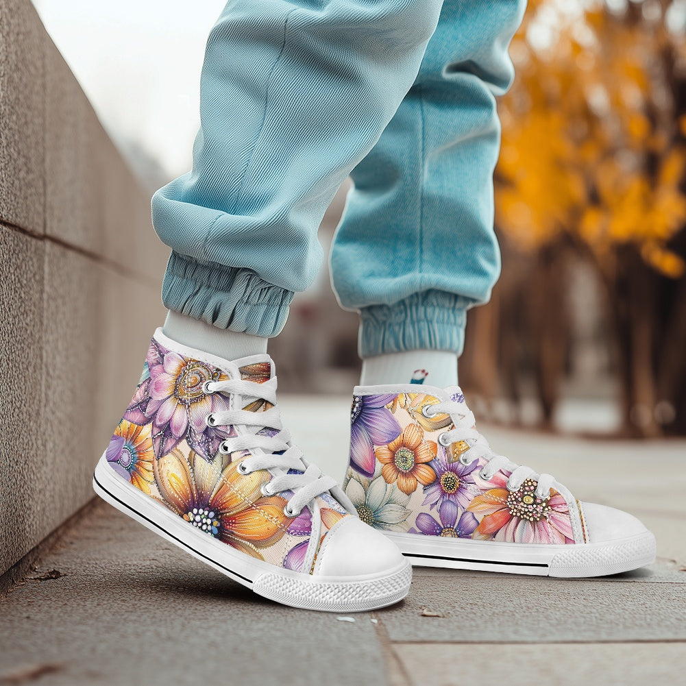 Children's high top canvas shoes