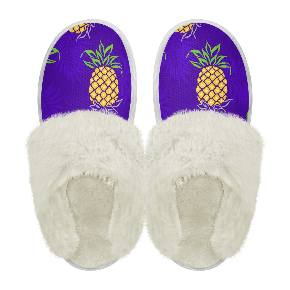 Cotton slippers with fur edges