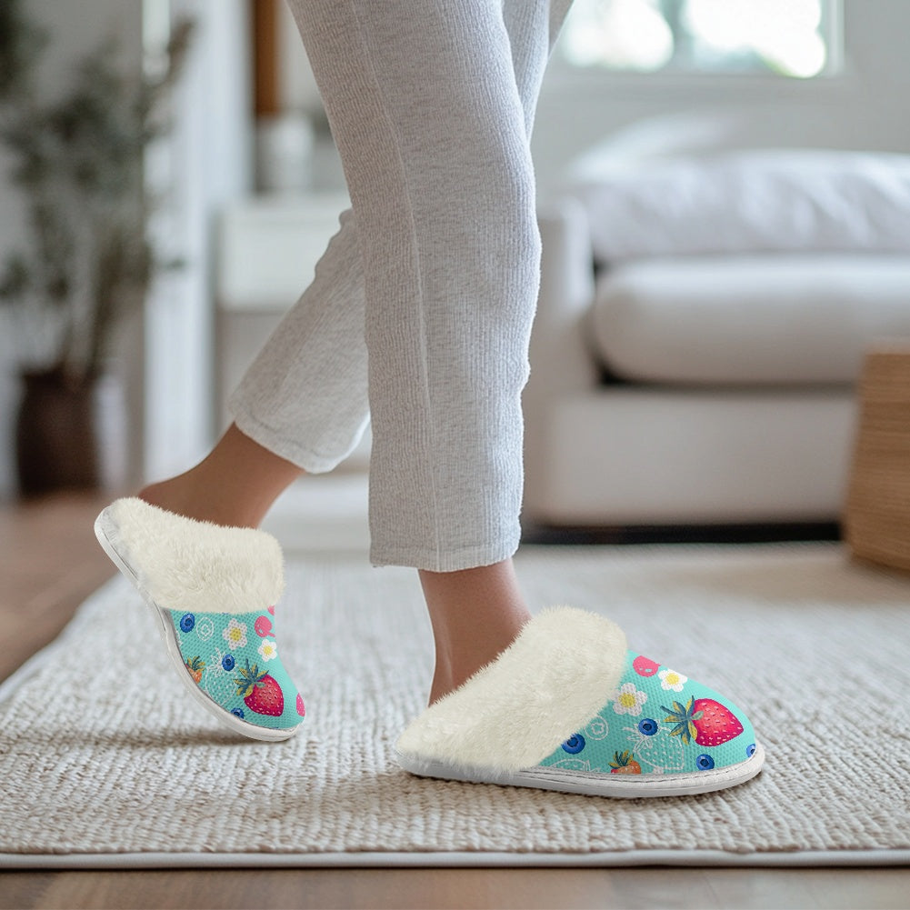 Cotton slippers with fur edges