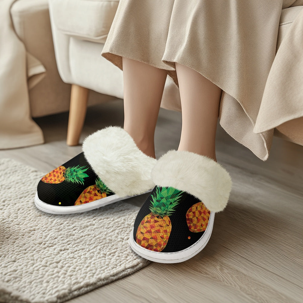 Cotton slippers with fur edges