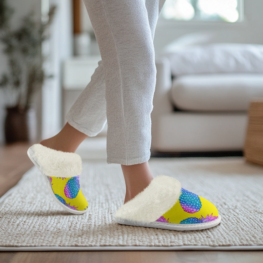 Cotton slippers with fur edges