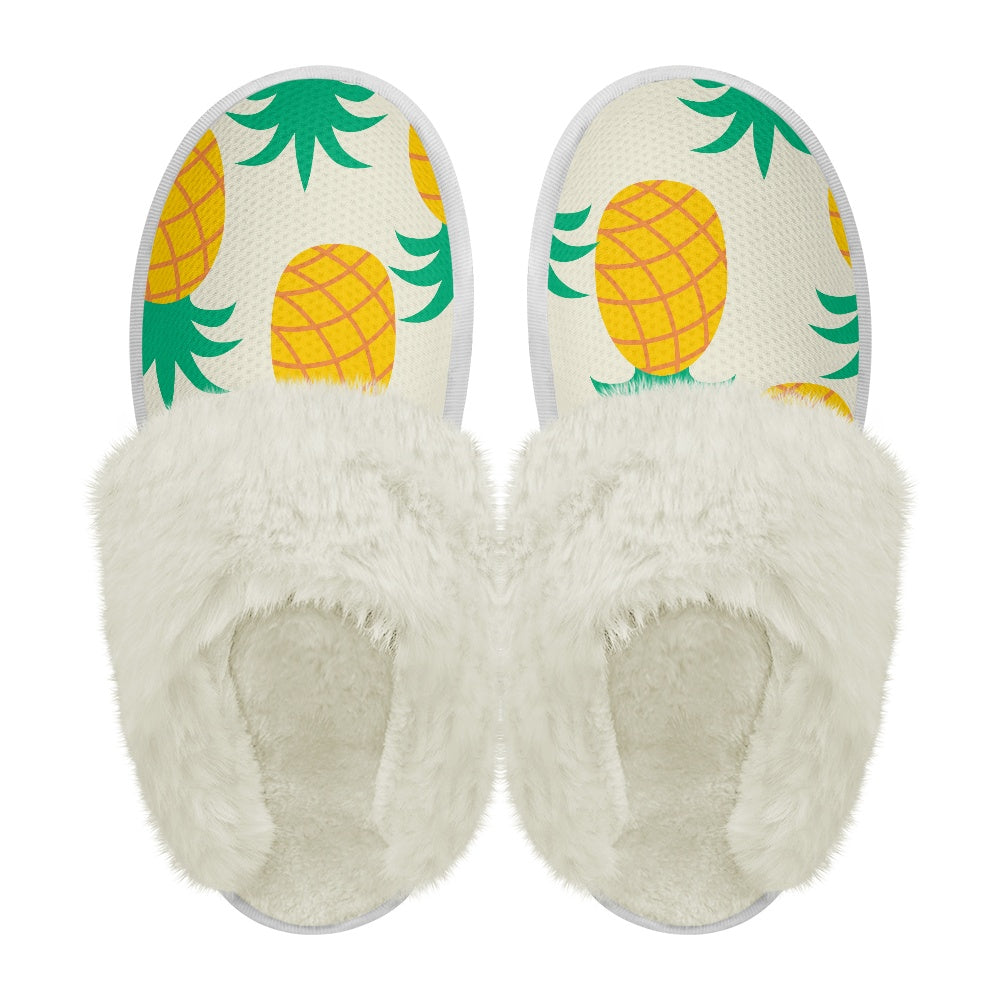 Cotton slippers with fur edges