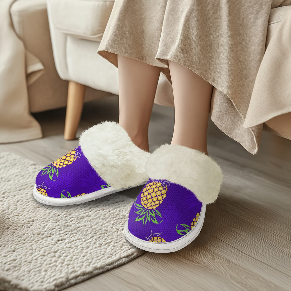 Cotton slippers with fur edges