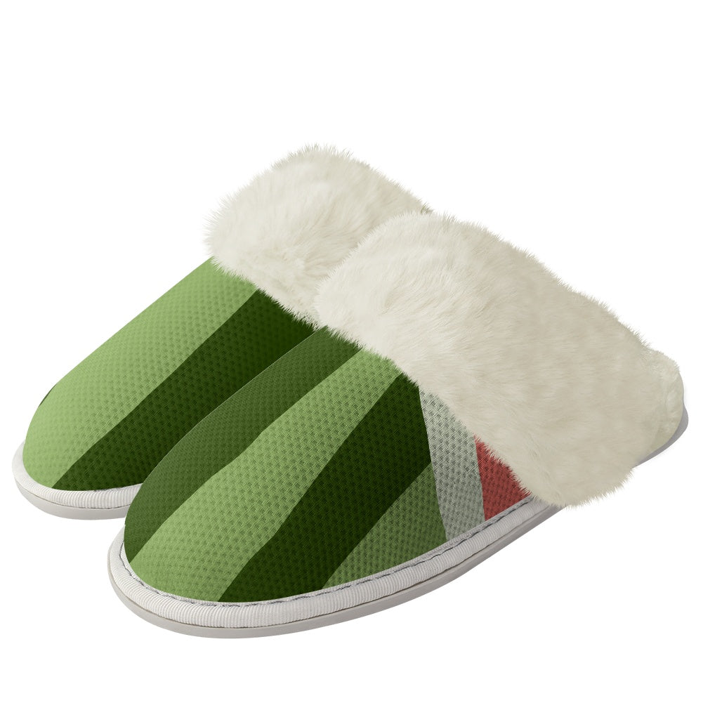 Cotton slippers with fur edges