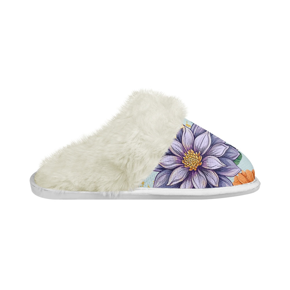 Cotton slippers with fur edges