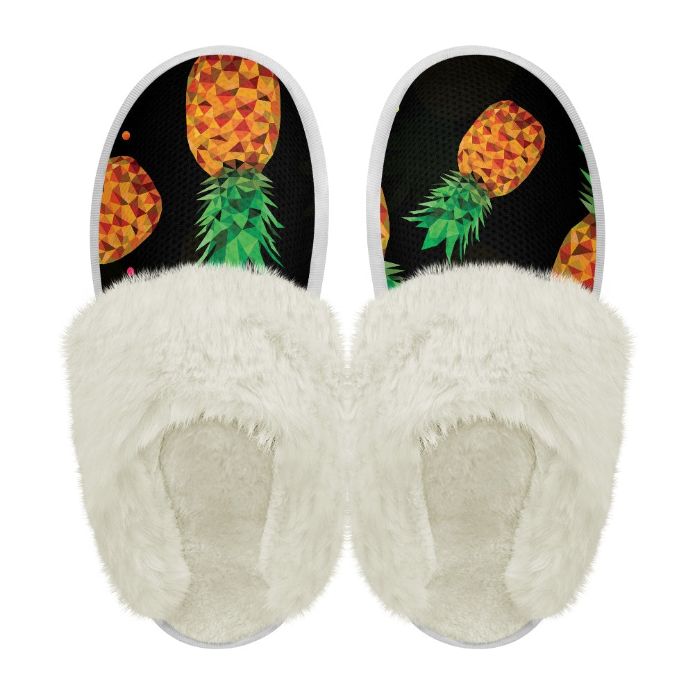 Cotton slippers with fur edges