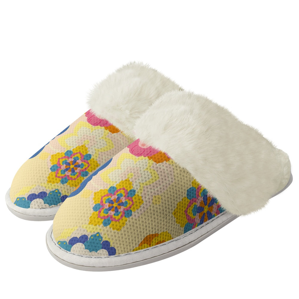 Cotton slippers with fur edges