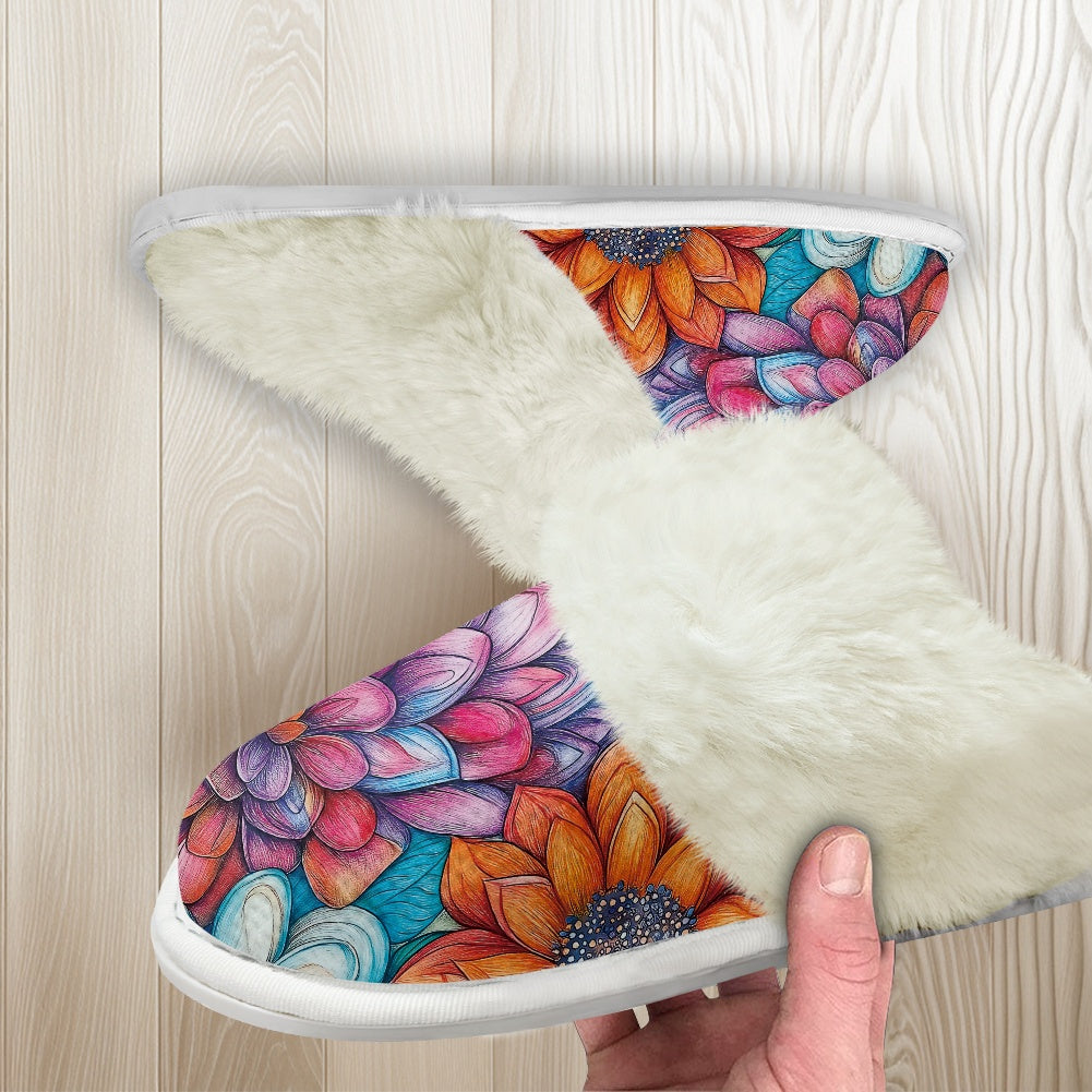 Cotton slippers with fur edges