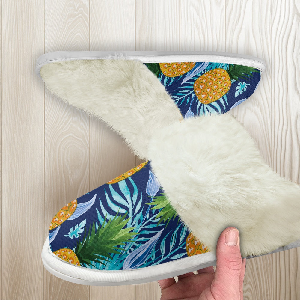 Cotton slippers with fur edges