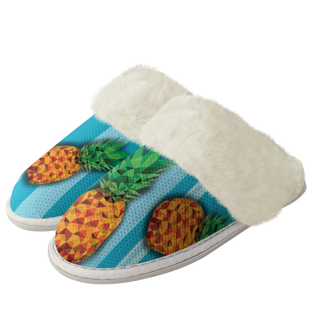 Cotton slippers with fur edges