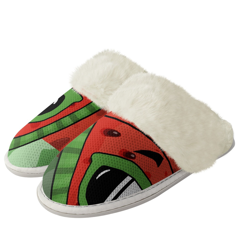 Cotton slippers with fur edges