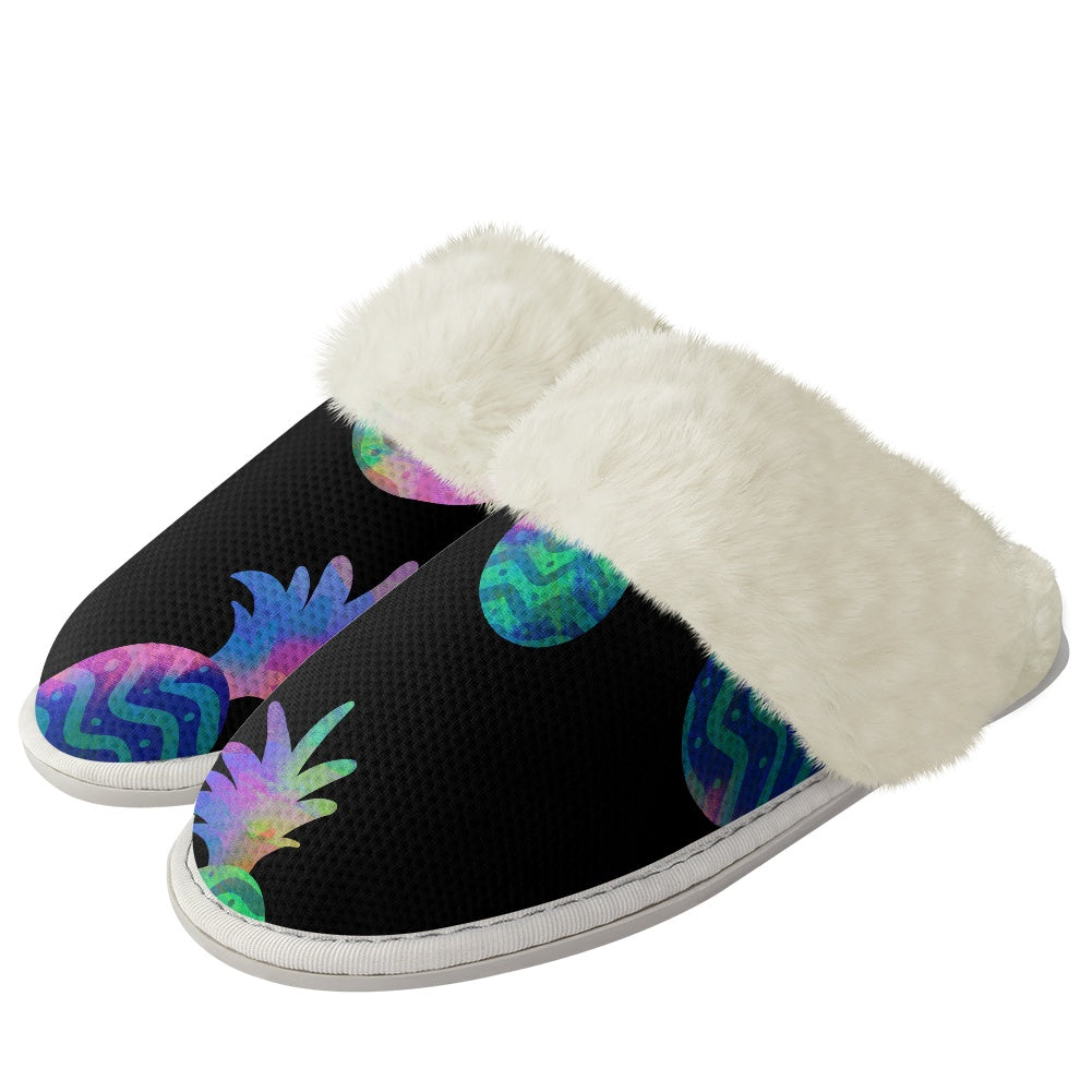 Cotton slippers with fur edges