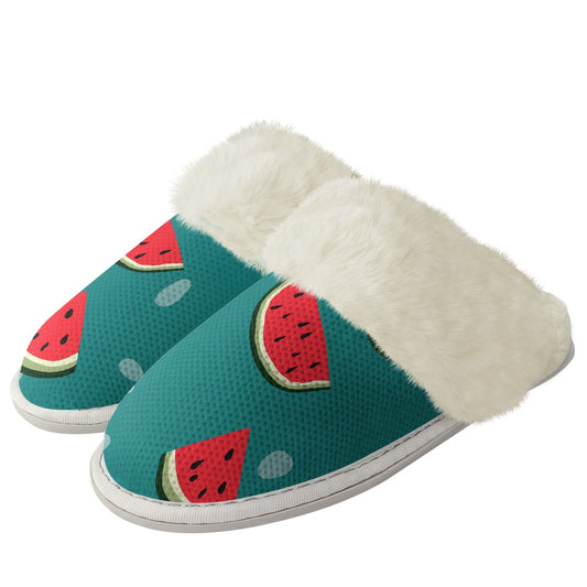 Cotton slippers with fur edges