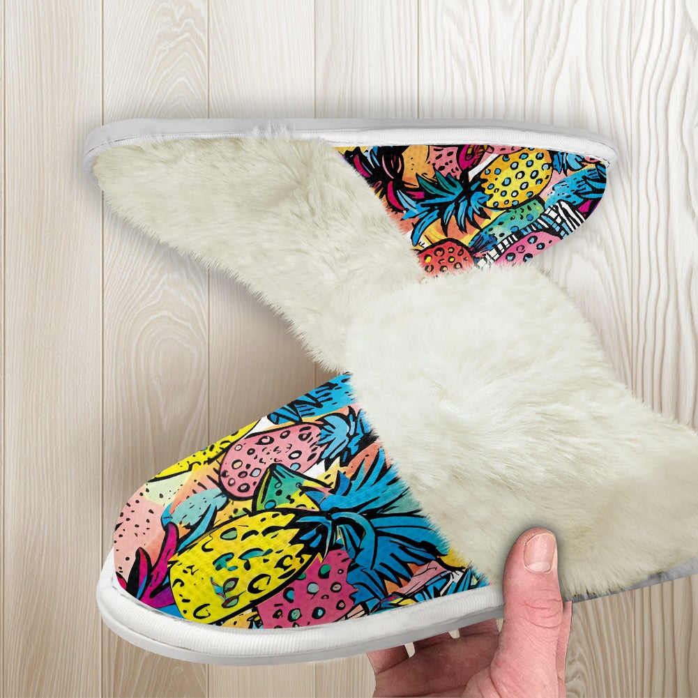 Cotton slippers with fur edges