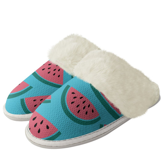 Cotton slippers with fur edges