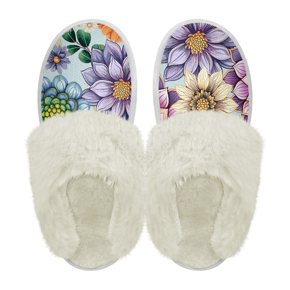 Cotton slippers with fur edges