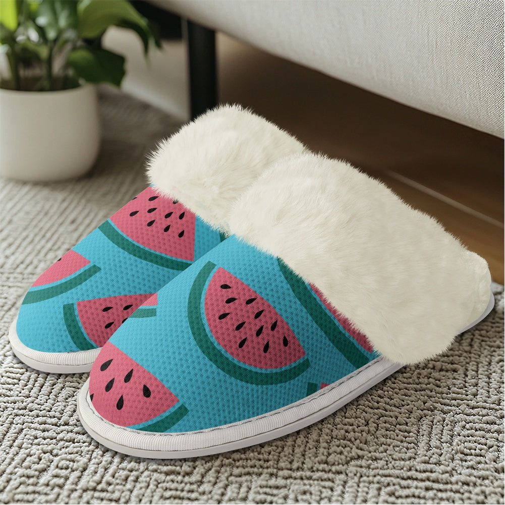 Cotton slippers with fur edges