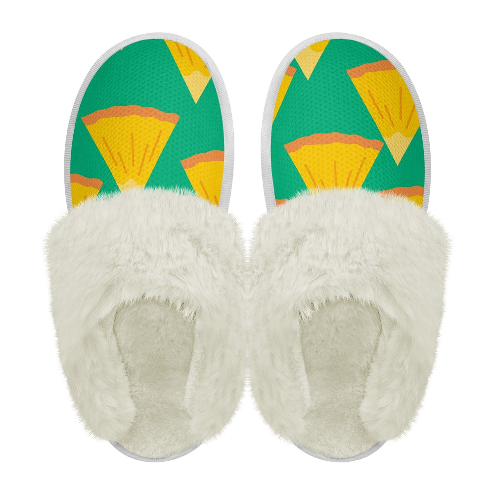 Cotton slippers with fur edges