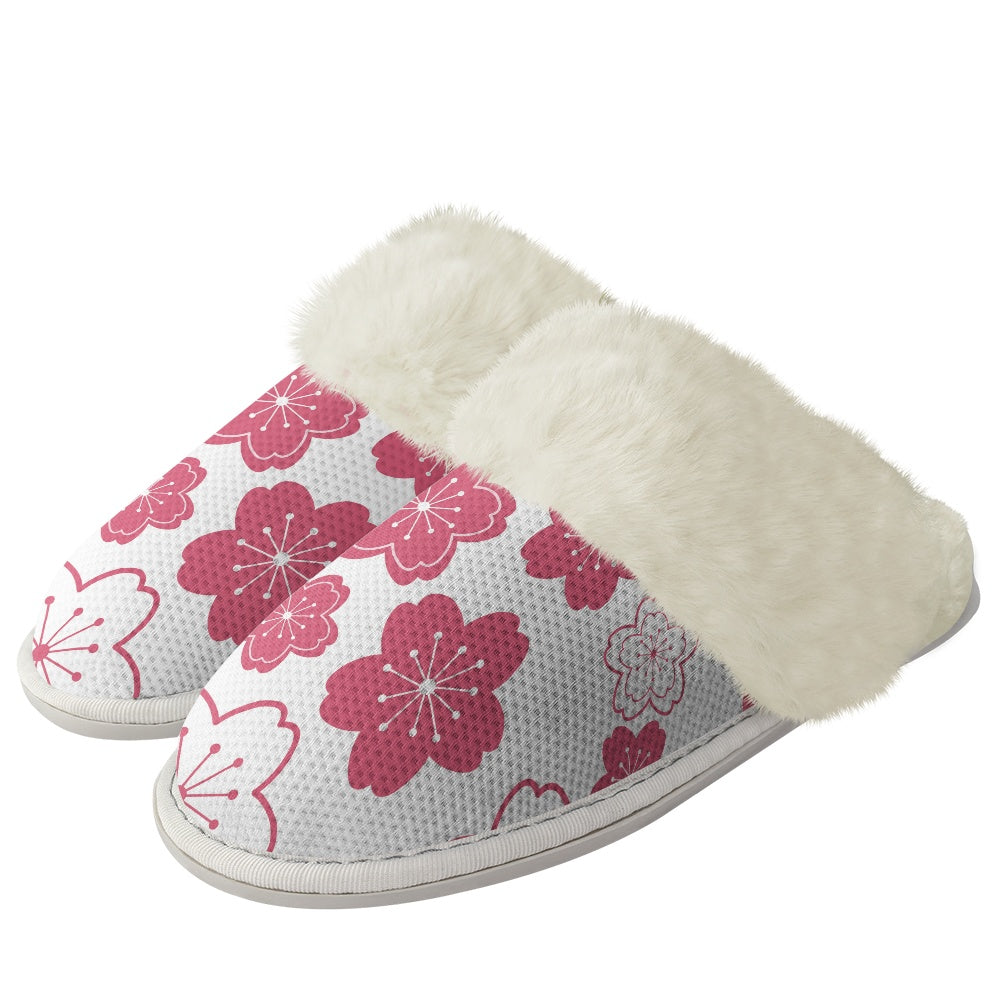 Cotton slippers with fur edges