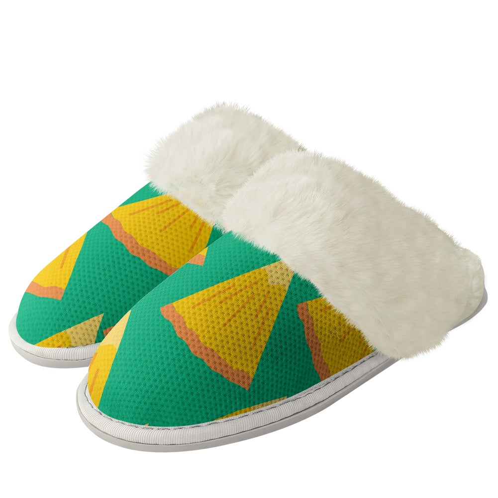 Cotton slippers with fur edges