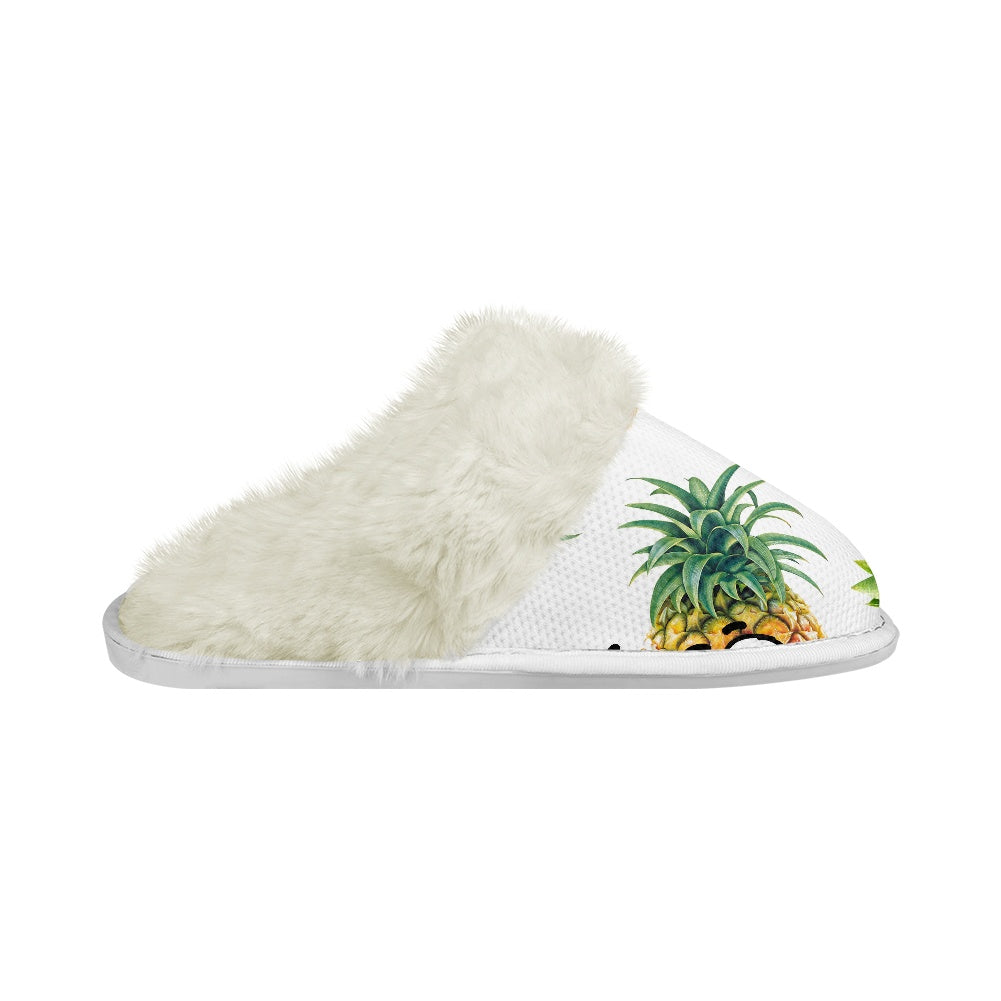 Cotton slippers with fur edges