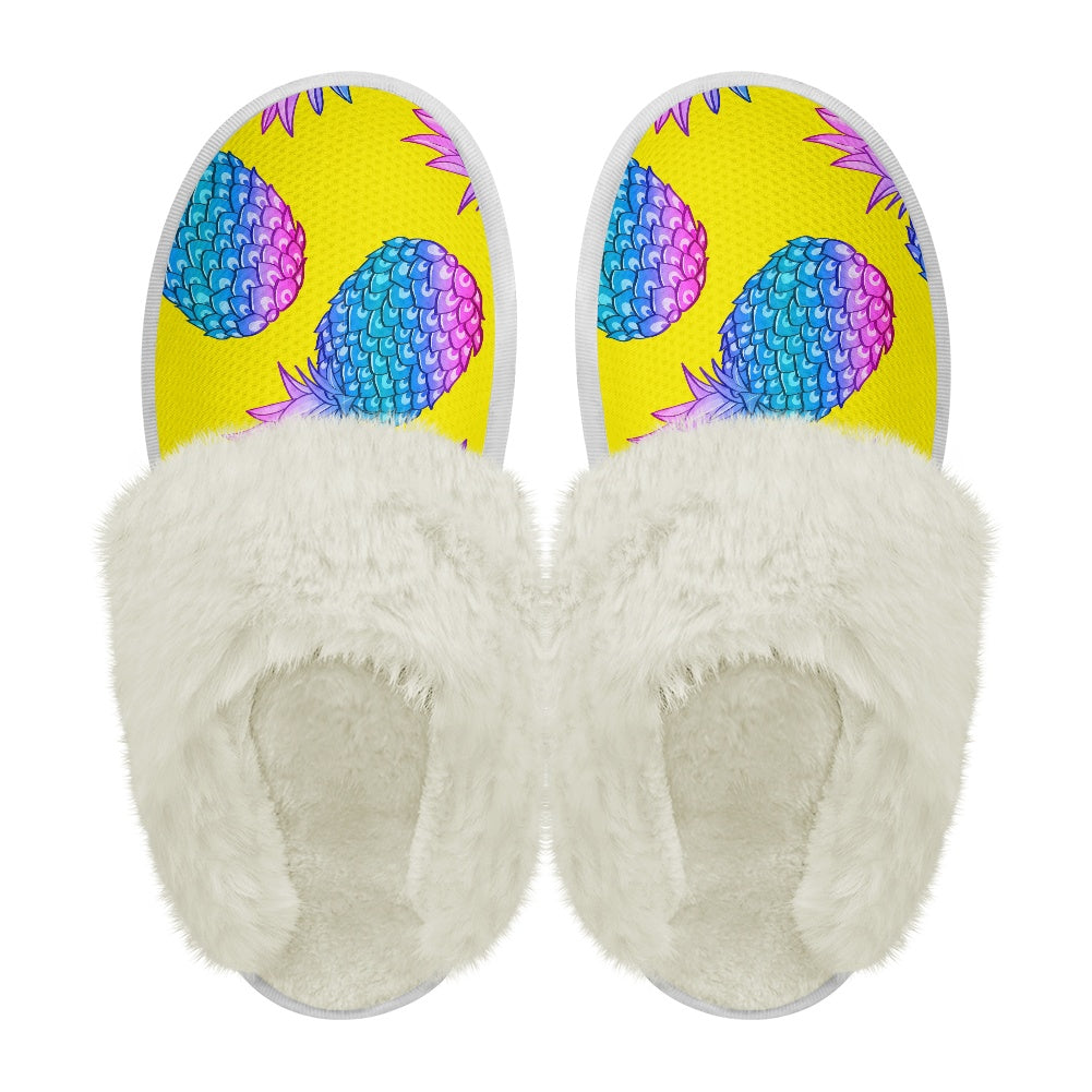 Cotton slippers with fur edges