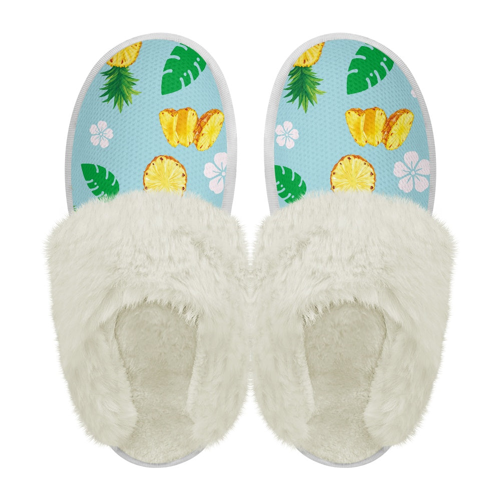 Cotton slippers with fur edges