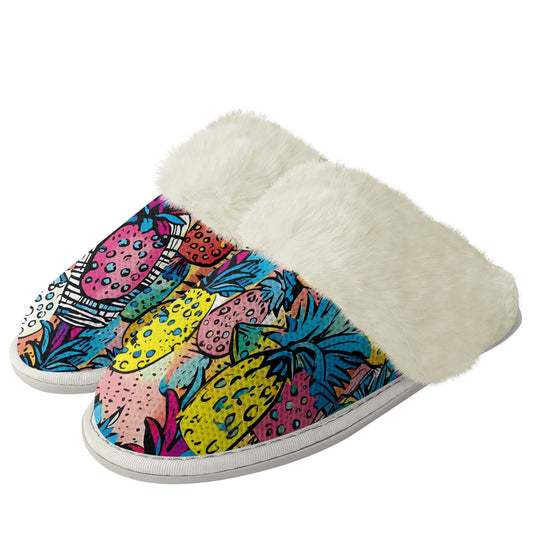 Cotton slippers with fur edges