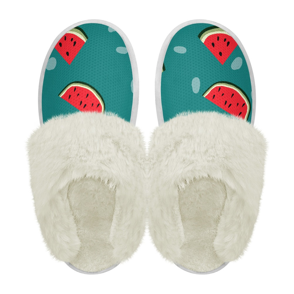 Cotton slippers with fur edges