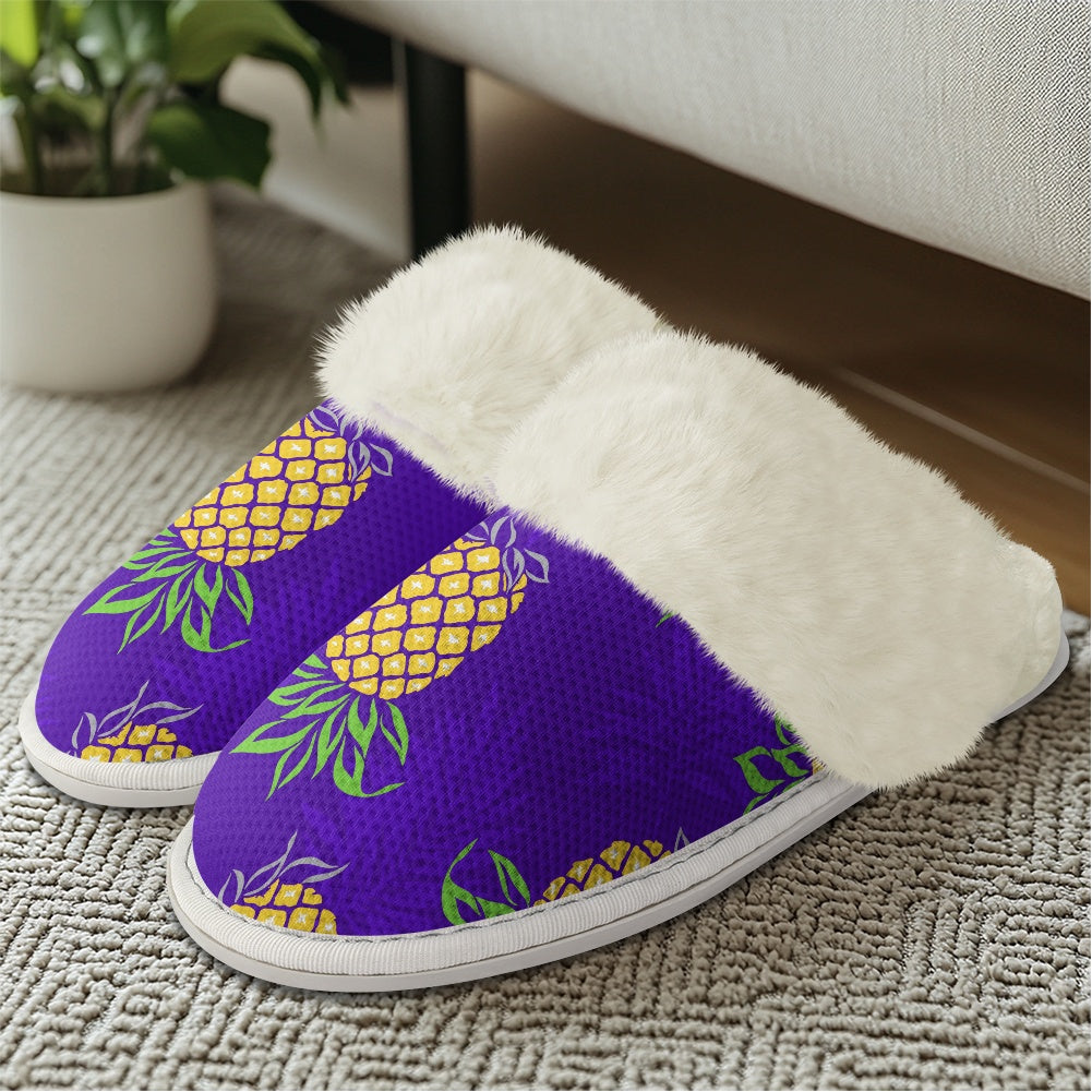 Cotton slippers with fur edges