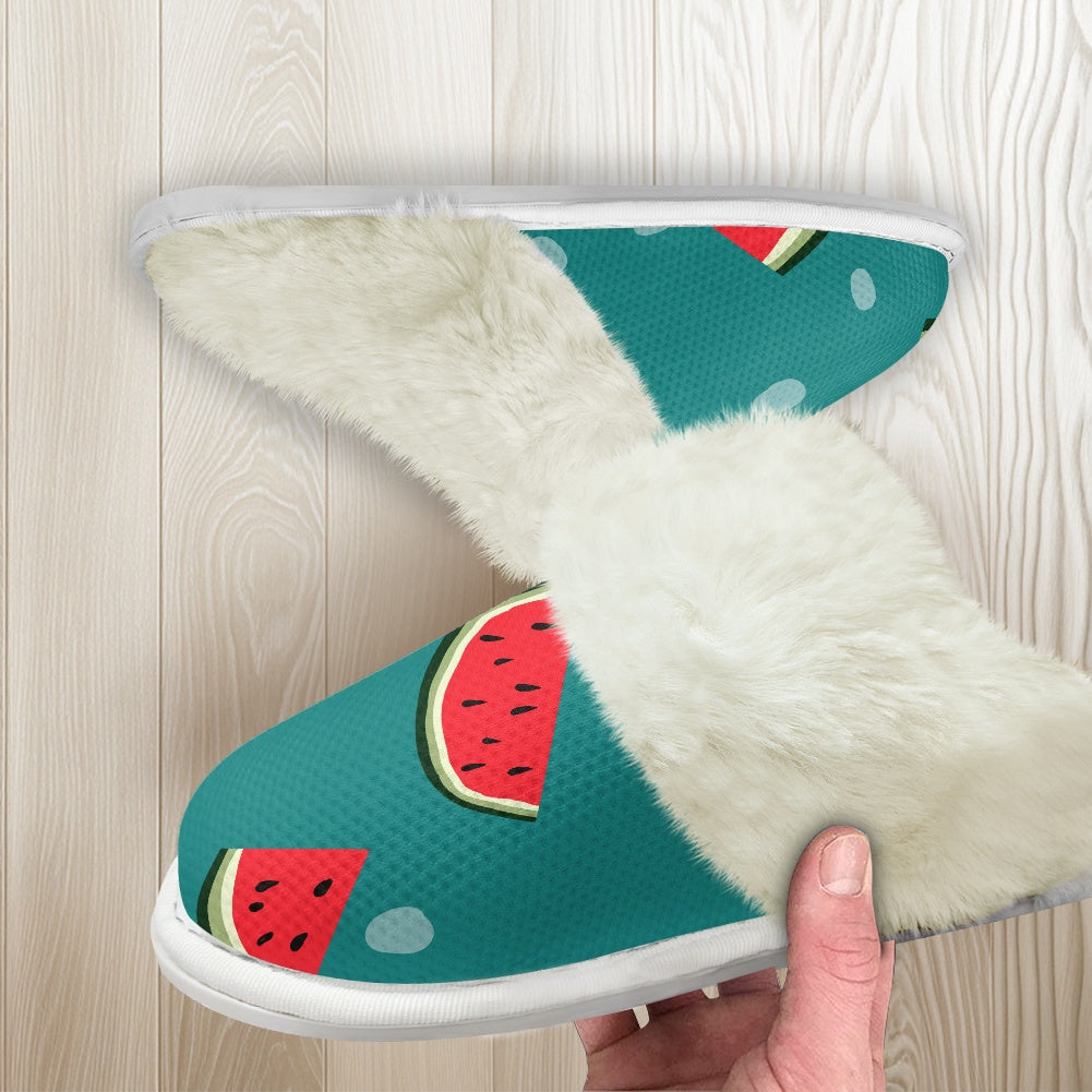 Cotton slippers with fur edges