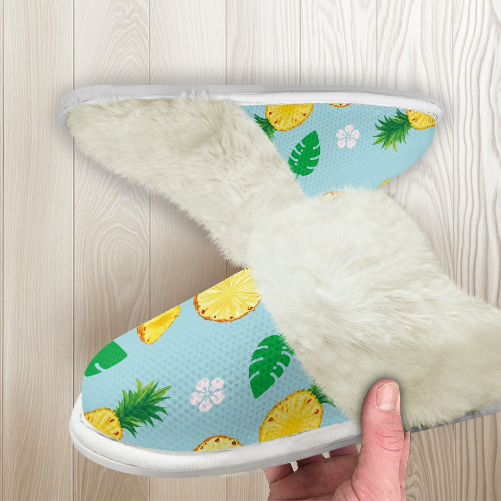 Cotton slippers with fur edges