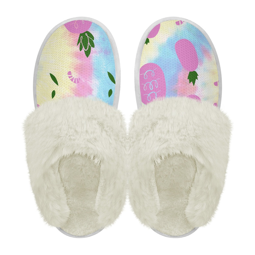 Cotton slippers with fur edges