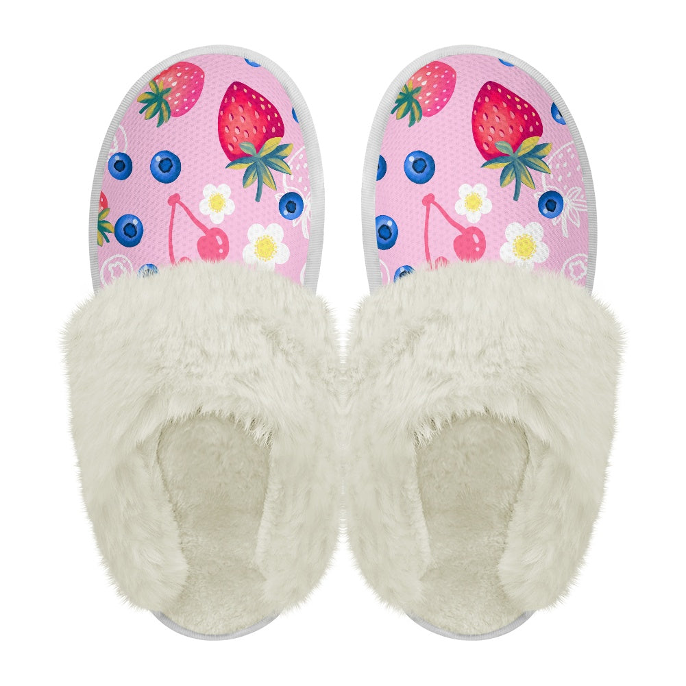 Cotton slippers with fur edges