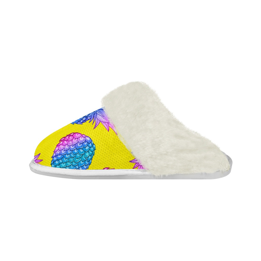 Cotton slippers with fur edges