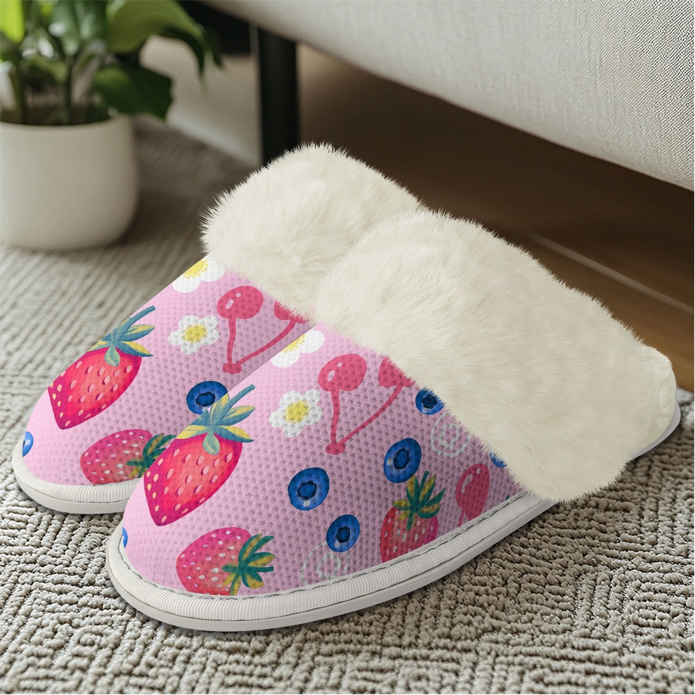 Cotton slippers with fur edges