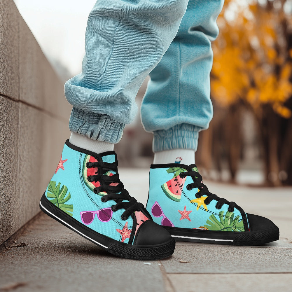 Children's high top canvas shoes