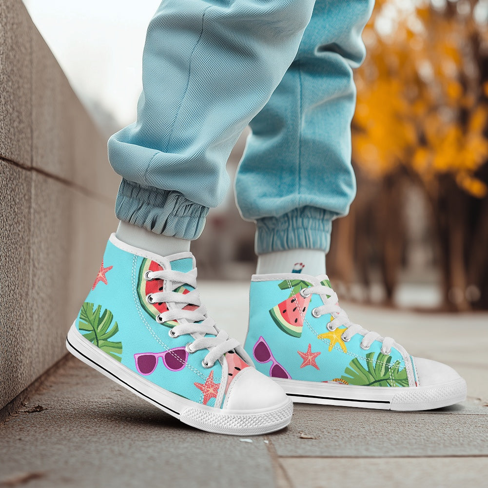 Children's high top canvas shoes