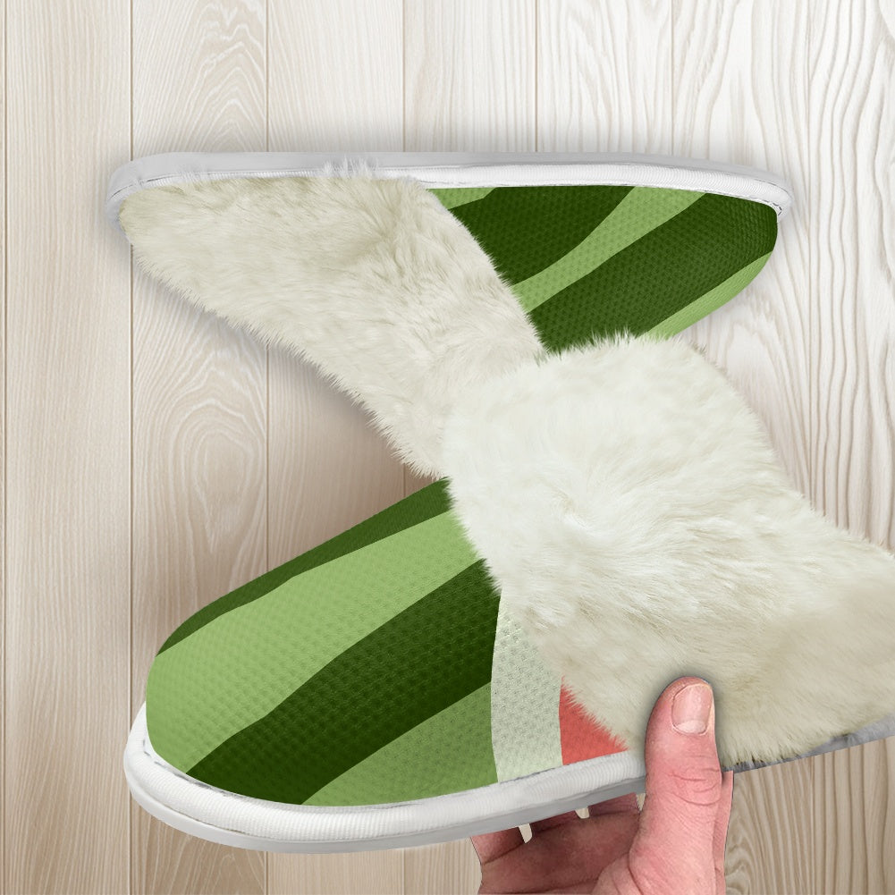 Cotton slippers with fur edges